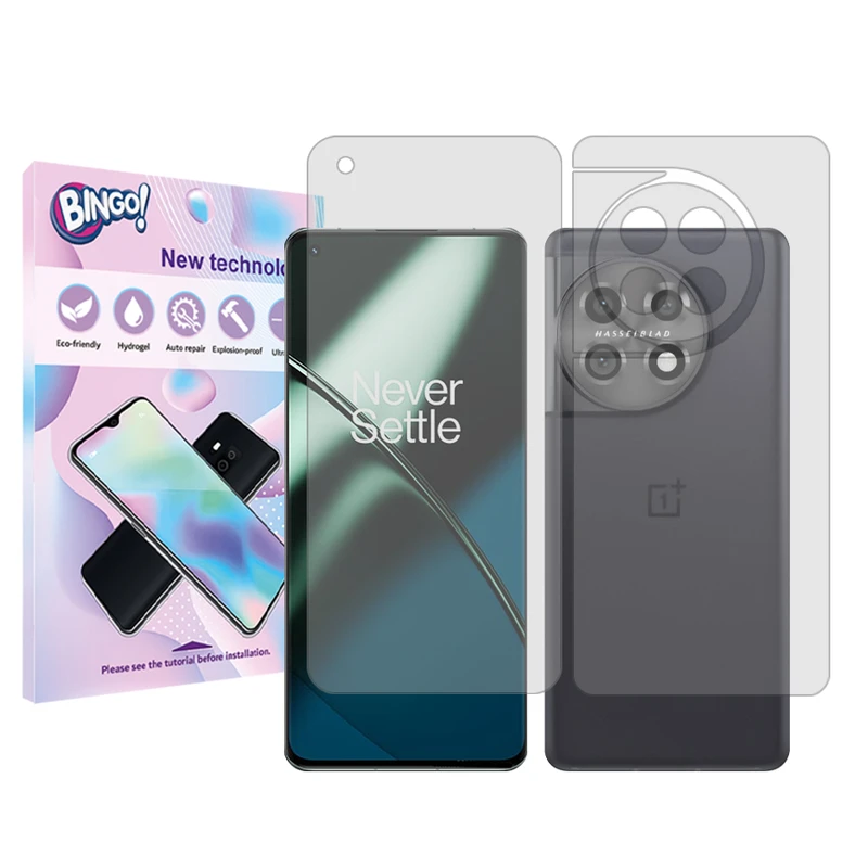 محافظ صفحه نمایش شفاف بینگو مناسب برای گوشی موبایل وان پلاس 11 به همراه محافظ پشت گوشی