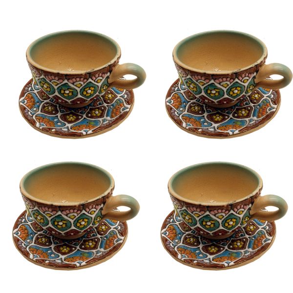 ست 8 تکه فنجان و نعلبکی میناکاری مدل 008 ست 8 تکه فنجان و نعلبکی میناکاری مدل 008
