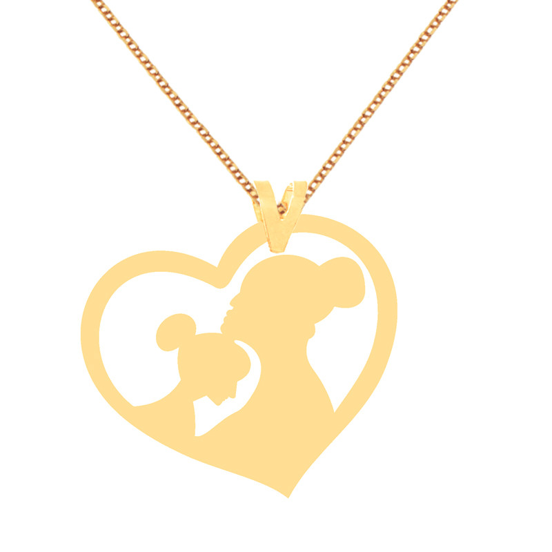 گردنبند طلا 18 عیار زنانه کرابو طرح قلب و مادر و فرزند مدل Kr70040