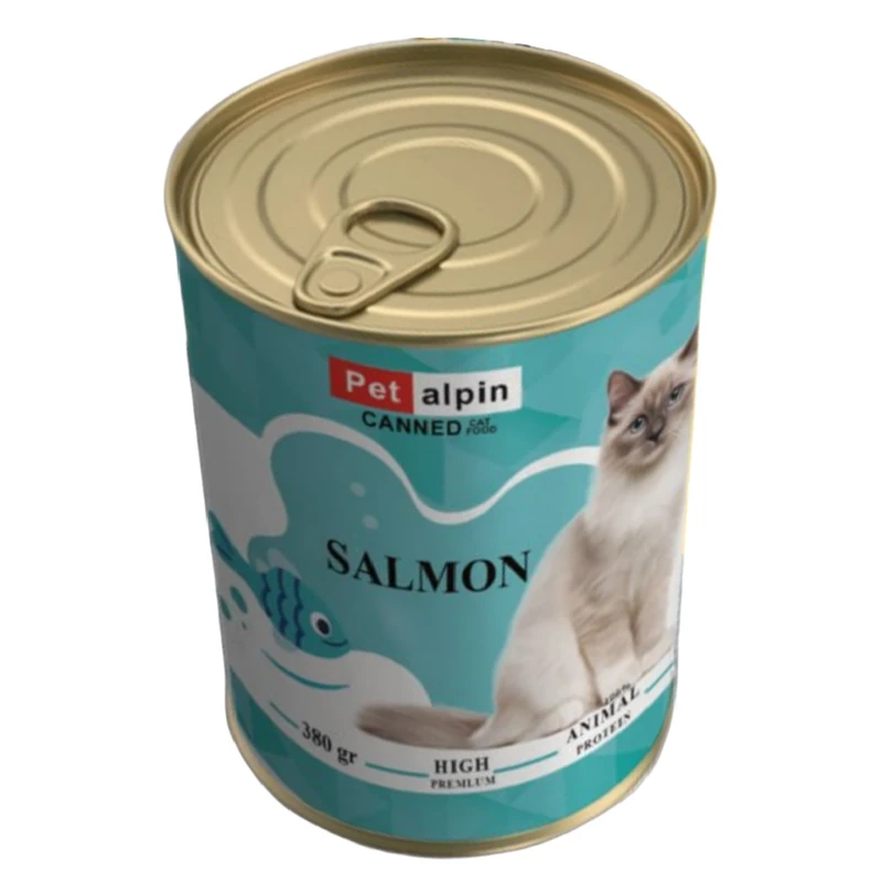 کنسرو گربه پت آلپین مدل ماهی سالمون وزن 380 گرم