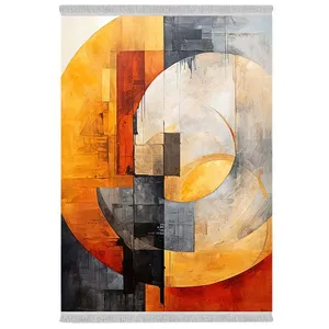 فرش پارچه‌ای دفه مدل فرشینه شانل مخمل طرح فانتزی کد 7282