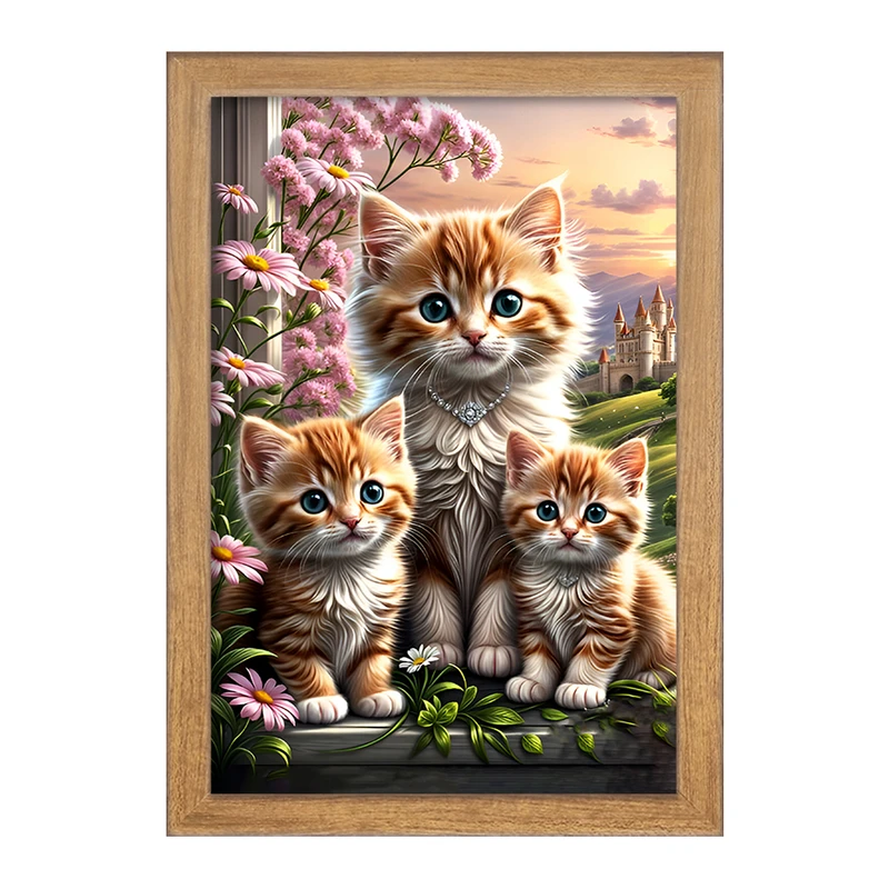 تابلو خندالو مدل خانواده ی گربه ای کد F6751