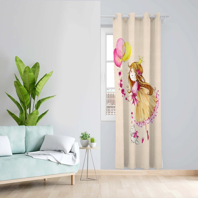 پرده طرح کودک دختر مدل مخمل پانچی کد 1731 z سایز 140x200 سانتی متر