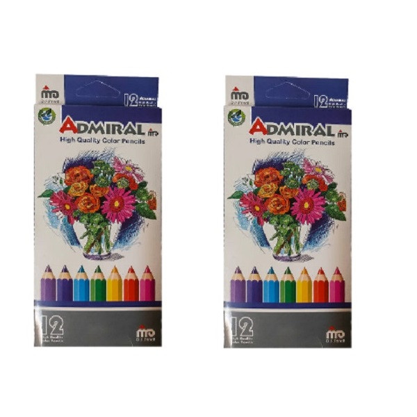 مداد رنگی 12 رنگ آدمیرال مدل mdf بسته 2 عددی