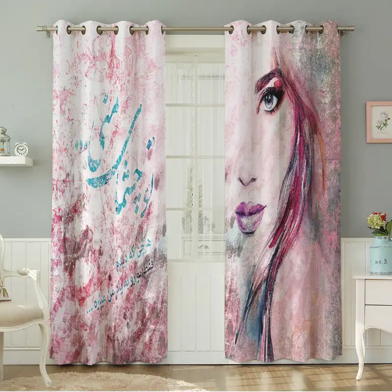 پرده نیروانا طرح چهره مدل مخمل کد 5155 سایز 140×280 سانتی متر