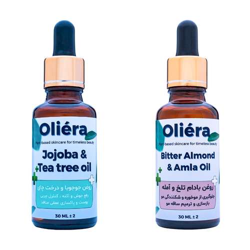 روغن ترکیبی جوجوبا - درخت چای - بادام تلخ - آمله اُلیئرا مدل ++A حجم 60 میلی لیتر بسته 2 عددی