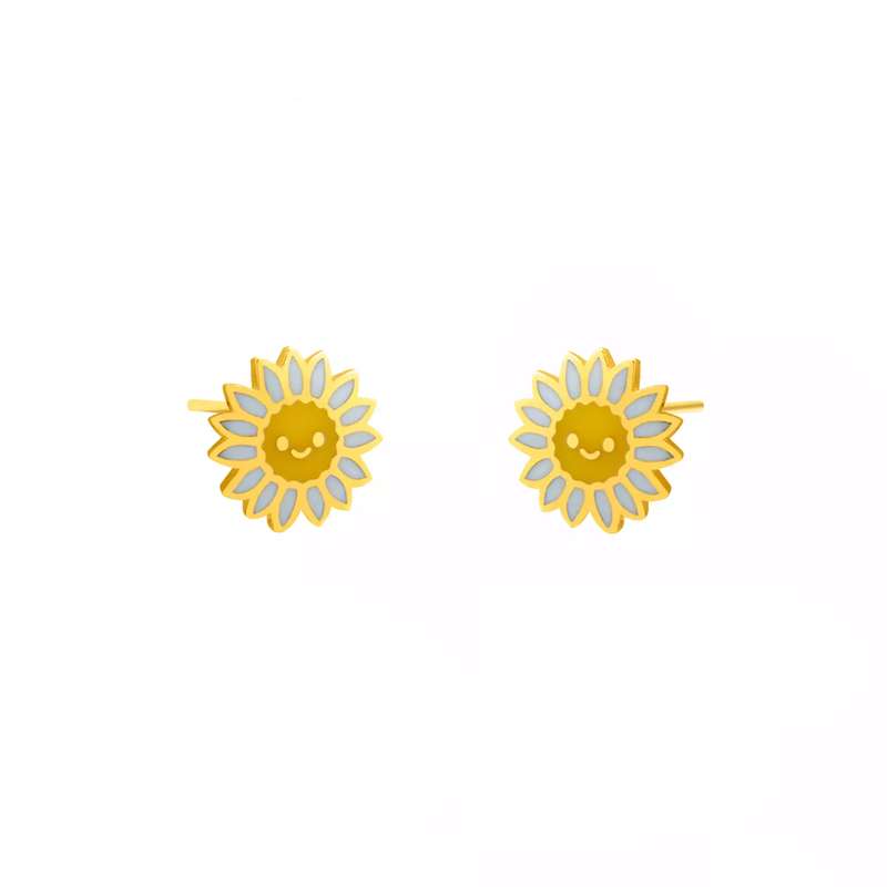 گوشواره طلا 18 عیار دخترانه گالری روبی مدل افتاب گردان گوشواره طلا 18 عیار دخترانه گالری روبی مدل افتاب گردان