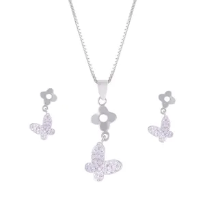 نیم ست نقره طرح پروانه کد M1204