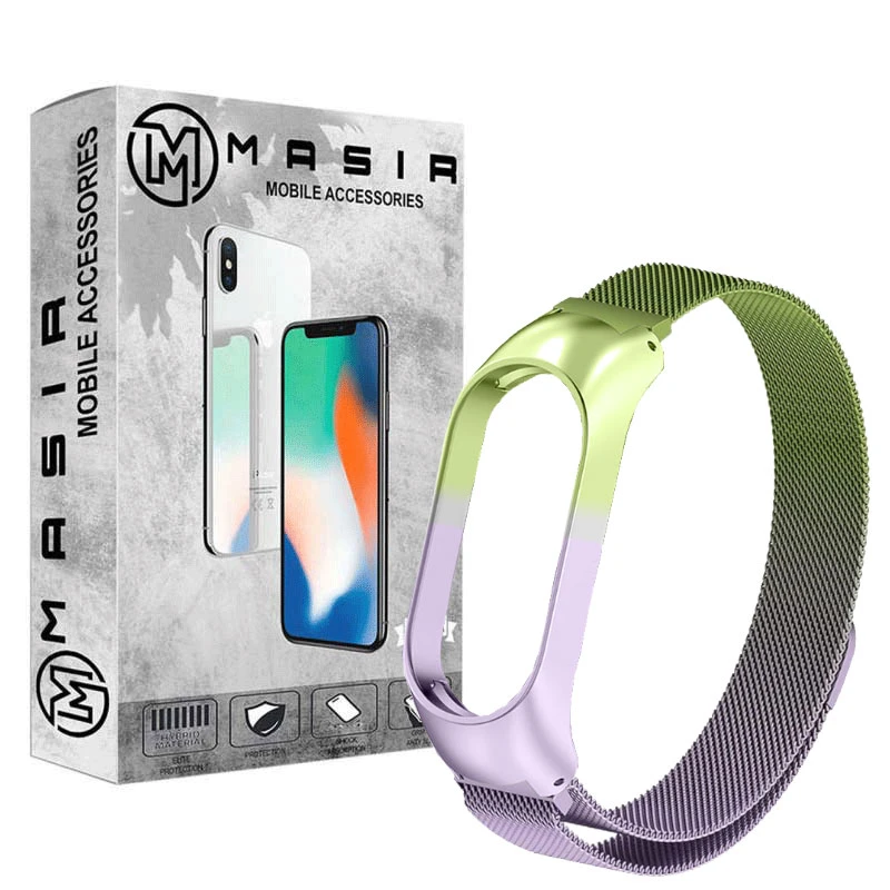 بند مسیر مدل Milanese Dual Color Strap مناسب برای ساعت هوشمند شیائومی Mi band 6 / Mi band 5 / Mi band 4