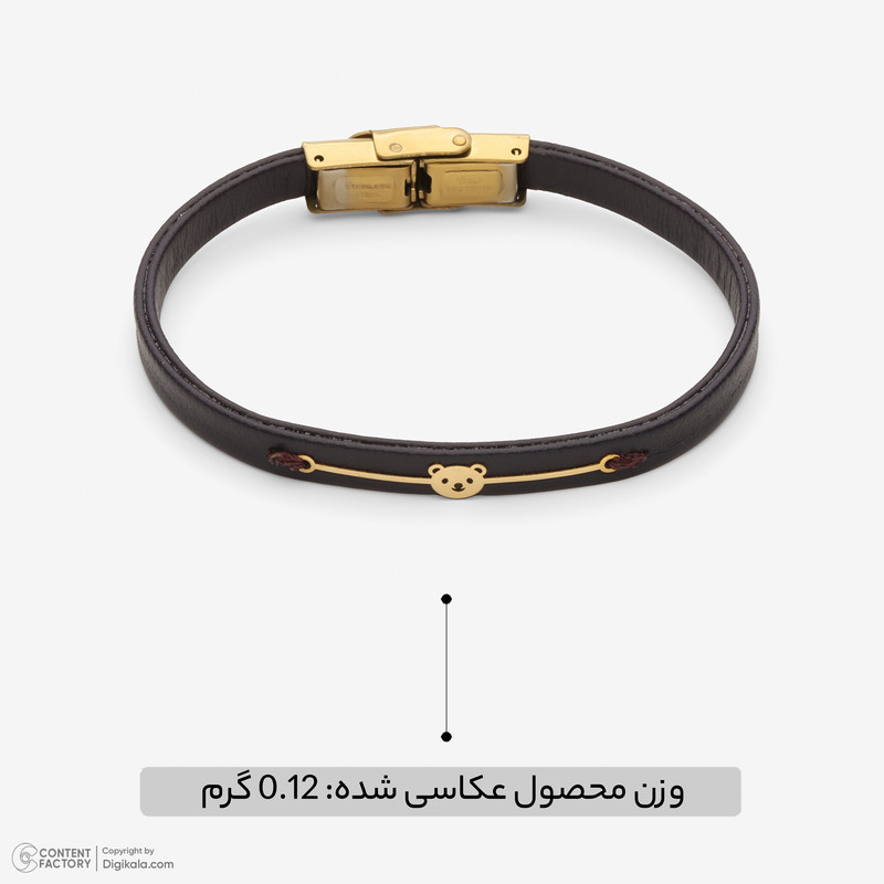 دستبند طلا 18 عیار زنانه با بند چرمی وی گالری مدل AMG3540