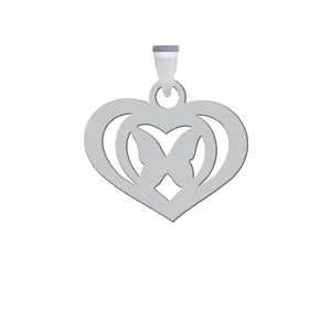 آویز گردنبند زنانه هایکا مدل قلب و پروانه کد 22