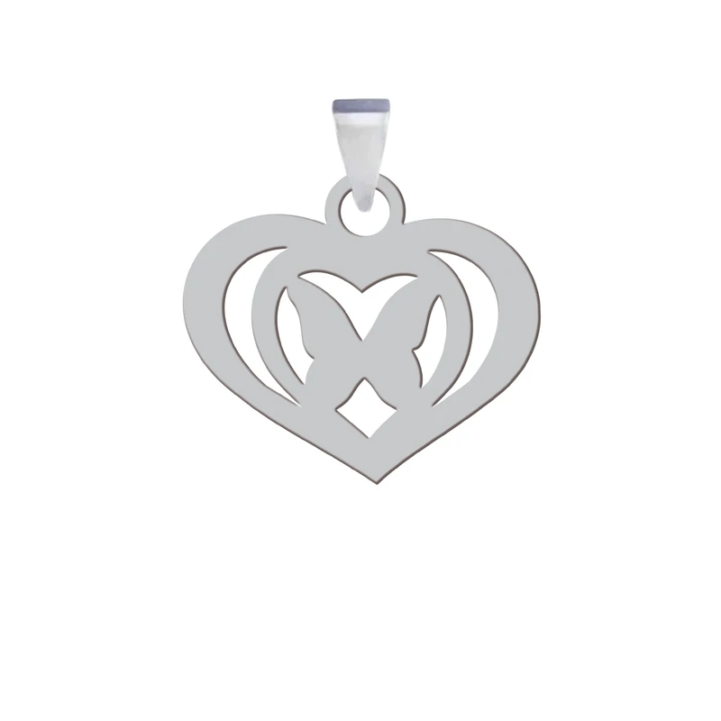 آویز گردنبند زنانه هایکا مدل قلب و پروانه کد 22