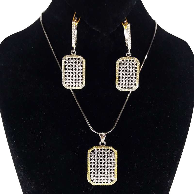 نیم ست نقره زنانه مدل جواهری کد NG1779