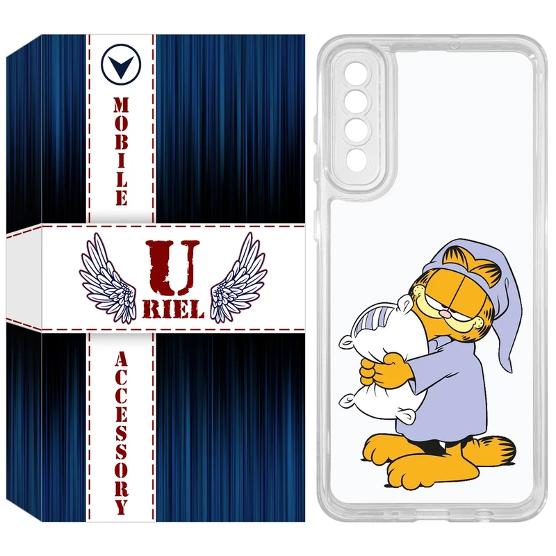 کاور یوریل مدل Clear کد 73 طرح گارفیلد خوابالو مناسب برای گوشی موبایل سامسونگ Galaxy A50 / A50S / A30S