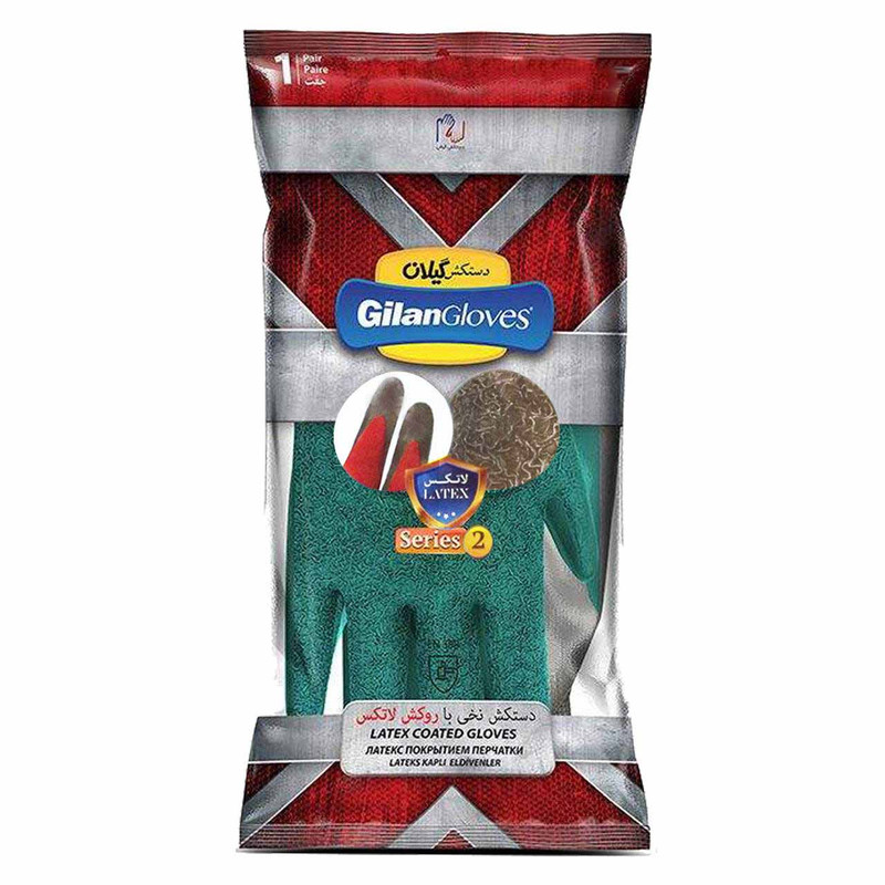 دستکش ایمنی دستکش گیلان مدل Latex.L.s2 مجموعه 12 عددی
