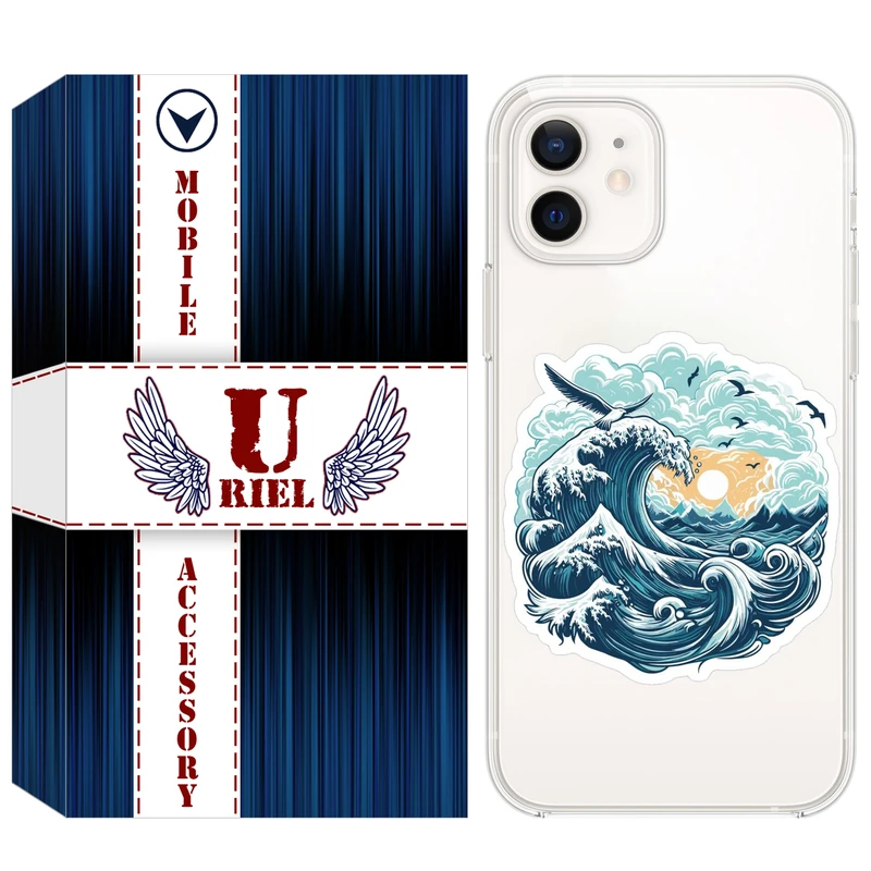 کاور یوریل مدل Clear کد 99 طرح موج دریا مناسب برای گوشی موبایل اپل iPhone 12