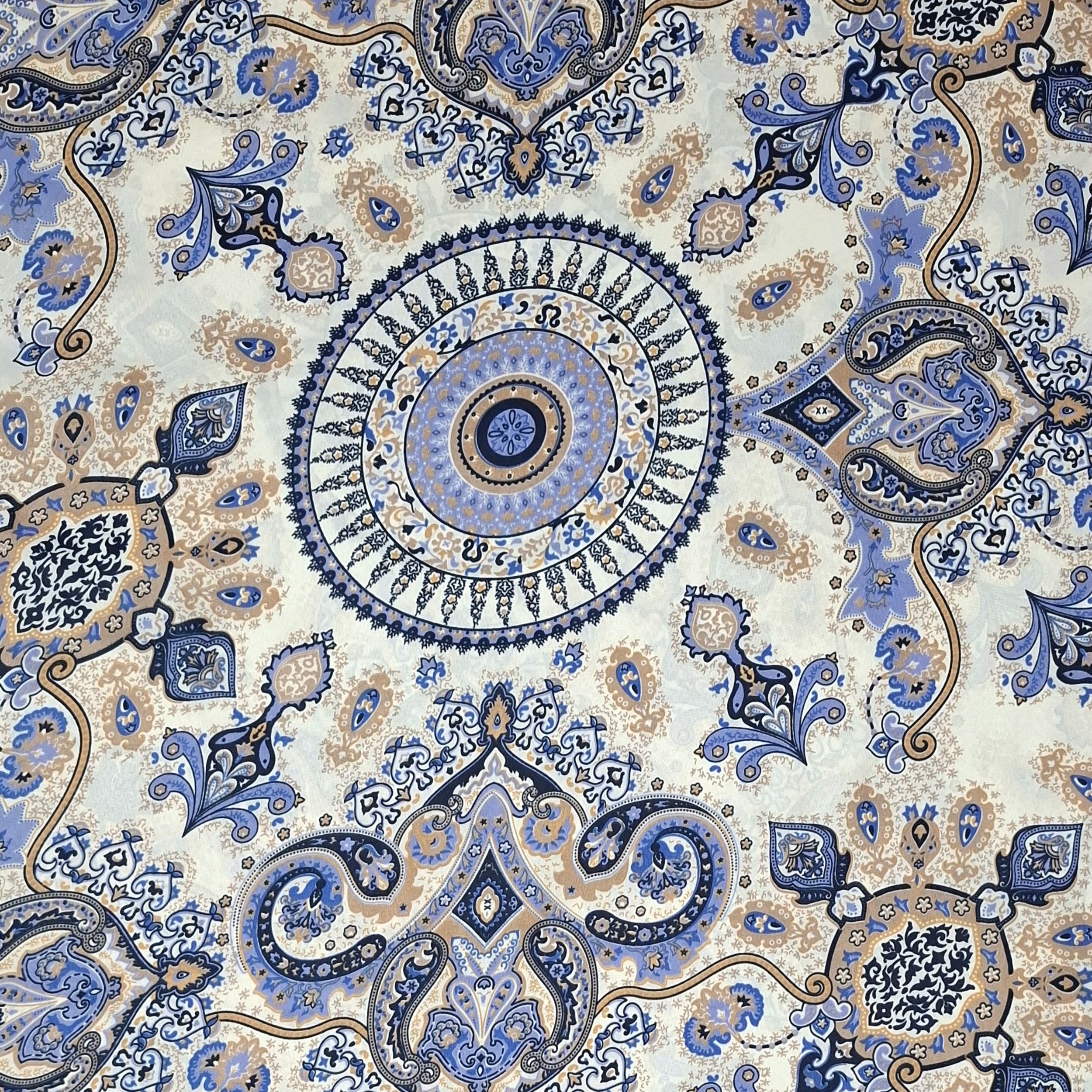 پارچه ملحفه عرض 2 متر مدل خورشید رنگ آبی تیره