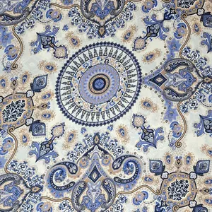 پارچه ملحفه عرض 2 متر مدل خورشید رنگ آبی تیره