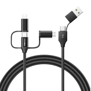 کابل تبدیل USB/USB-C به microUSB/لایتنینگ/USB-C رسی مدل RCT-T07 طول 1 متر
