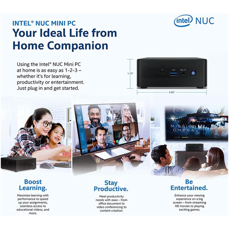 کامپیوتر کوچک اینتل مدل NUC11PAHi70Z-i7 1165G7-16GB DDR4-1TB and 256GB SSD