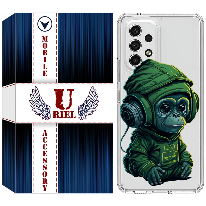 کاور یوریل مدل Clear کد 45 طرح میمون سبز مناسب برای گوشی موبایل سامسونگ Galaxy A52 / A52s