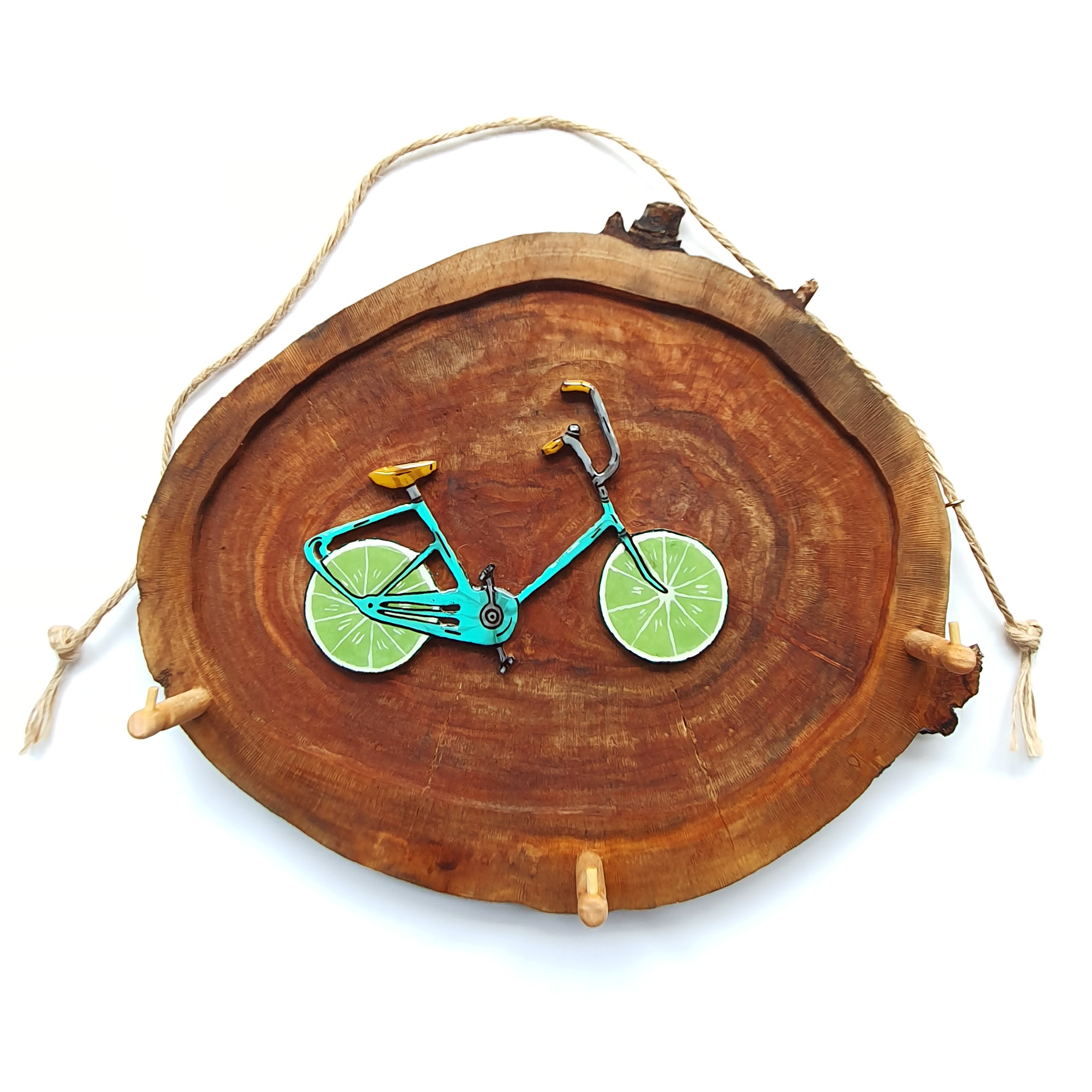 آویز چوبی مدل فنجان طرح دوچرخه