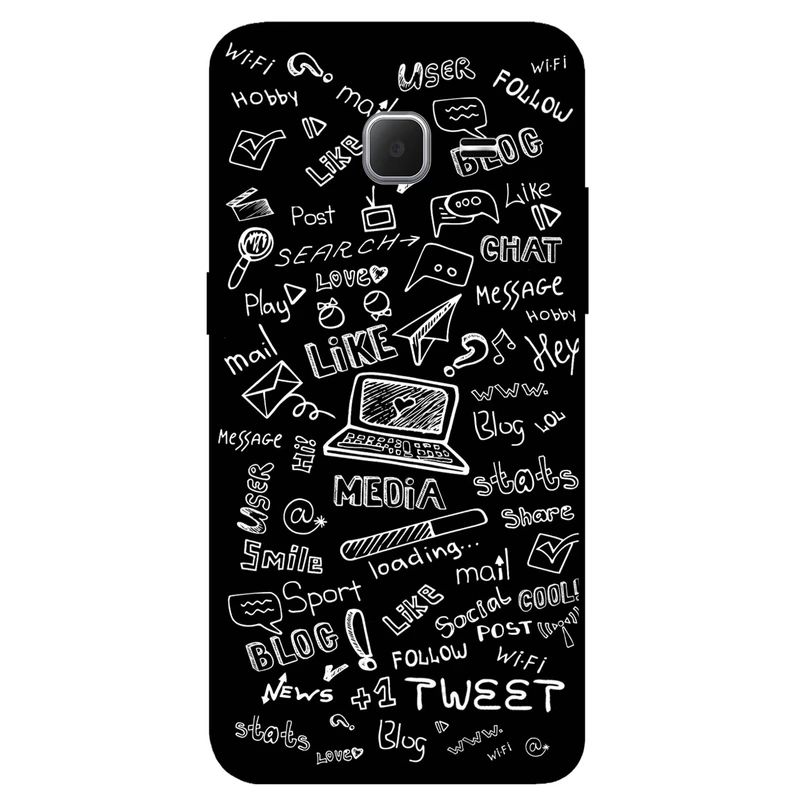 کاور مگافون طرح رسانه های اجتماعی مدل 1898 مناسب برای گوشی موبایل سامسونگ Galaxy J1 Nxt / J1 mini 2016         
