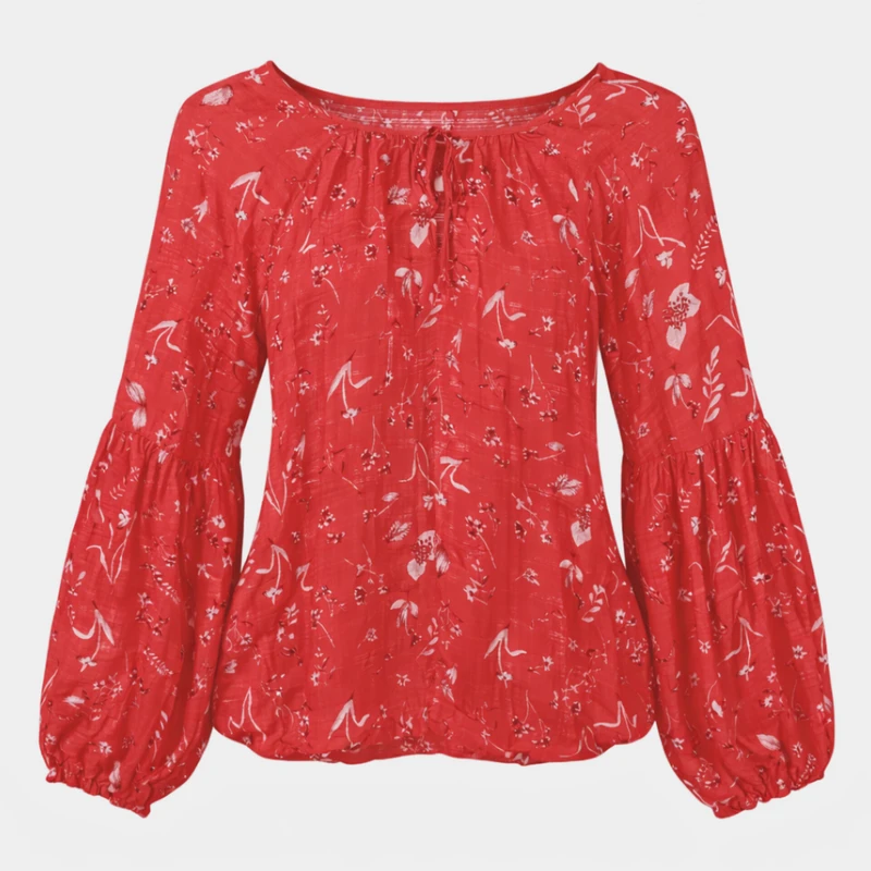 بلوز آستین بلند یقه گرد زنانه مدل 2052