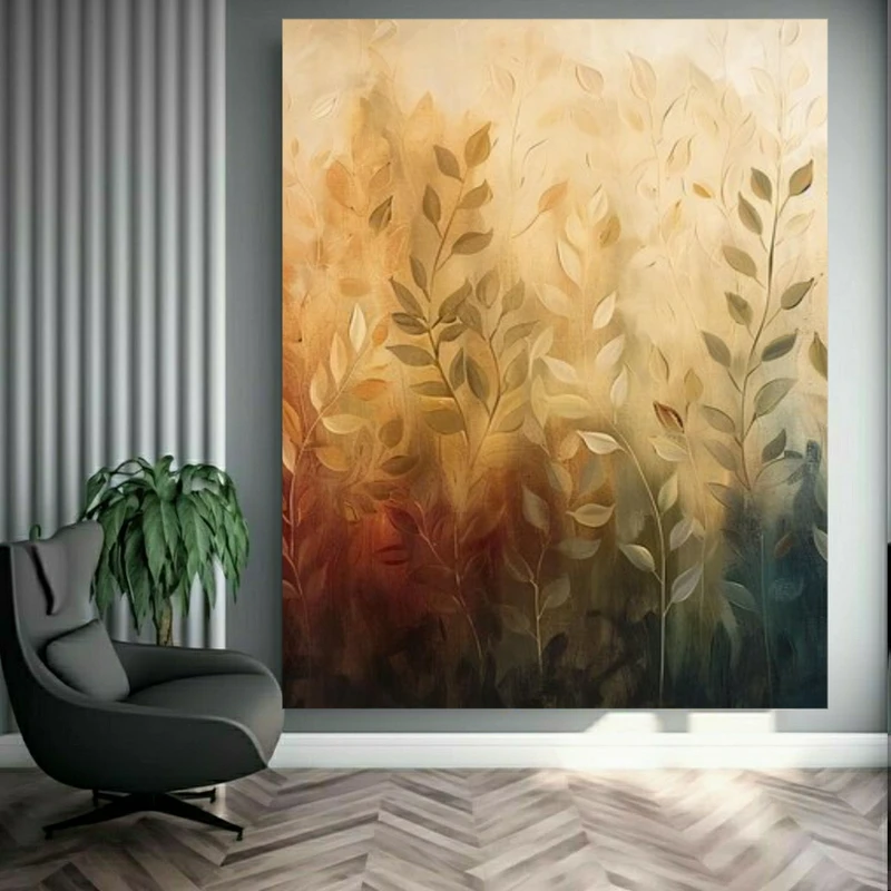 تابلو بوم طرح برگ های زرد مدل طبیعت پاییزی کد FP105749