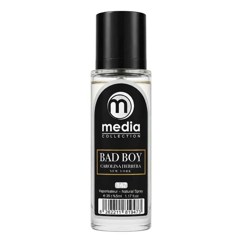 عطر جیبی مردانه مدیا مدل BAD BOY با رایحه گرم و شیرین حجم 35 میلی‌لیتر