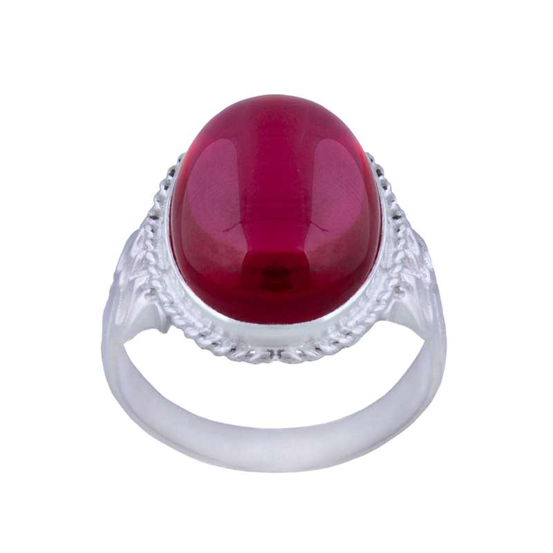 انگشتر نقره مردانه بازرگانی میلادی مدل سنگ یاقوت کد AM_004