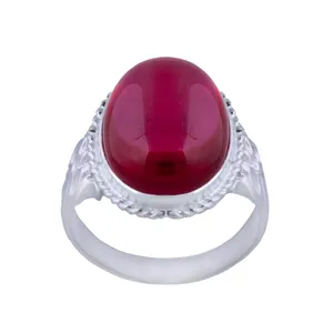 انگشتر نقره مردانه مدل یاقوت رکاب شبکه سیلندری کد AM_0004