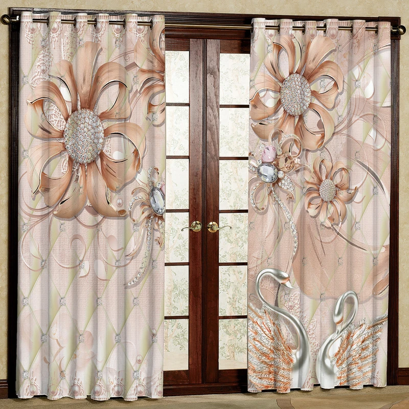 پرده مدل گل دار مخمل پانچی کد 1330 سایز 140x280 سانتی متر