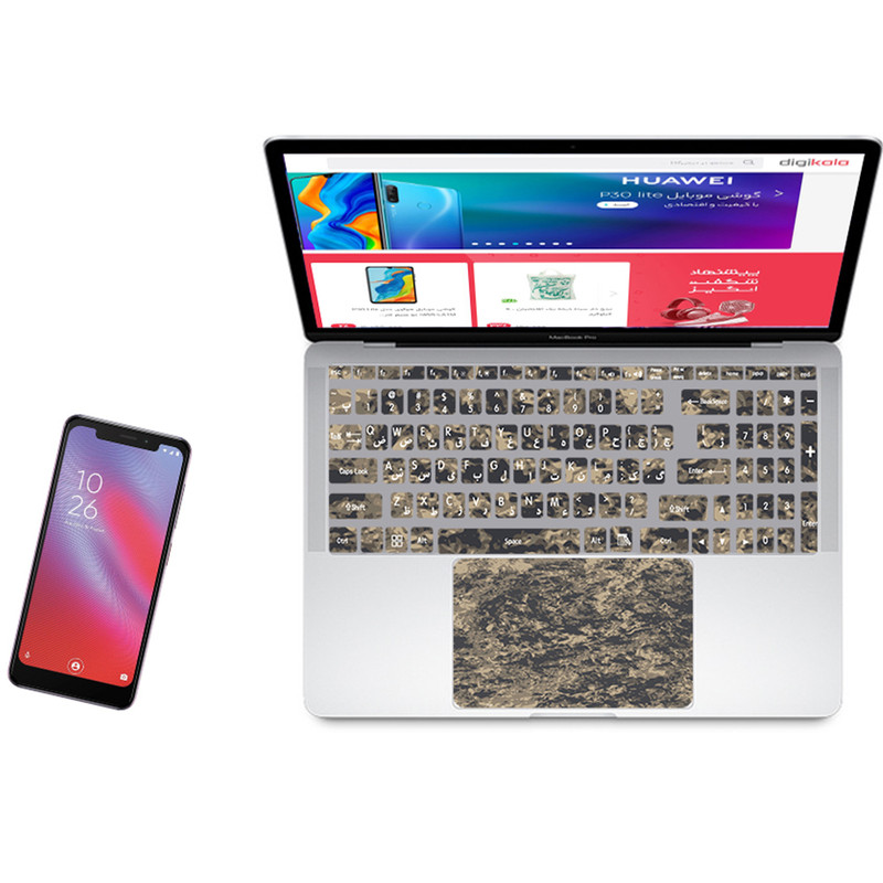 استیکر لپ تاپ مدل stone 08 مناسب برای لپ تاپ 17 اینچی به همراه برچسب حروف فارسی کیبورد