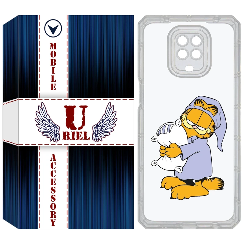 کاور یوریل مدل Clear کد 73 طرح گارفیلد خوابالو مناسب برای گوشی موبایل شیائومی Redmi Note 9S / Note 9 Pro / Note 9 Pro Max