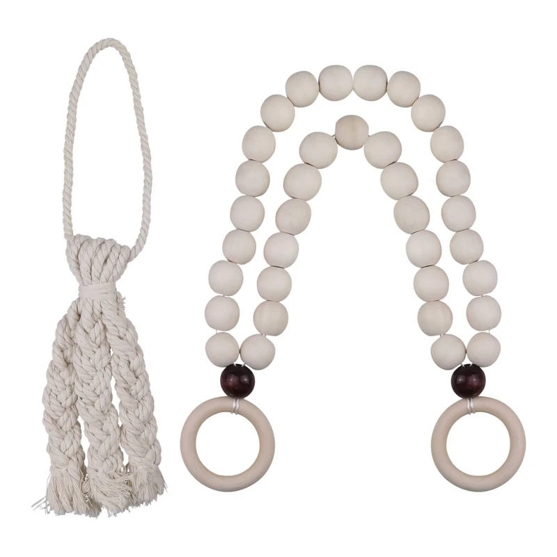 پرده جمع کن مدل مهره چوبی و مکرومه