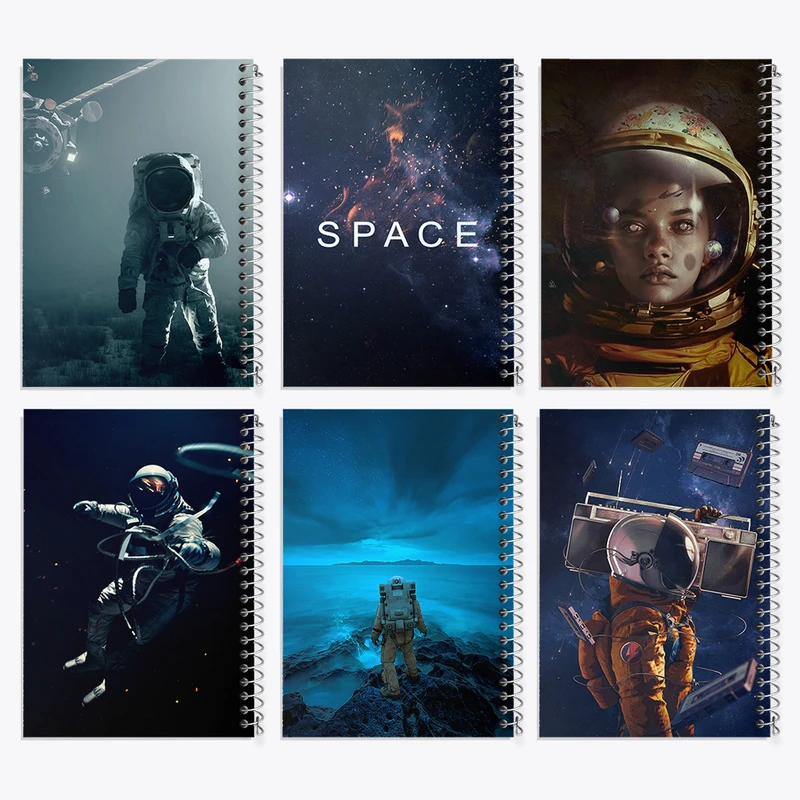 دفتر مشق 50 برگ خندالو طرح فضانورد و فضایی کد 858 مجموعه 6 عددی