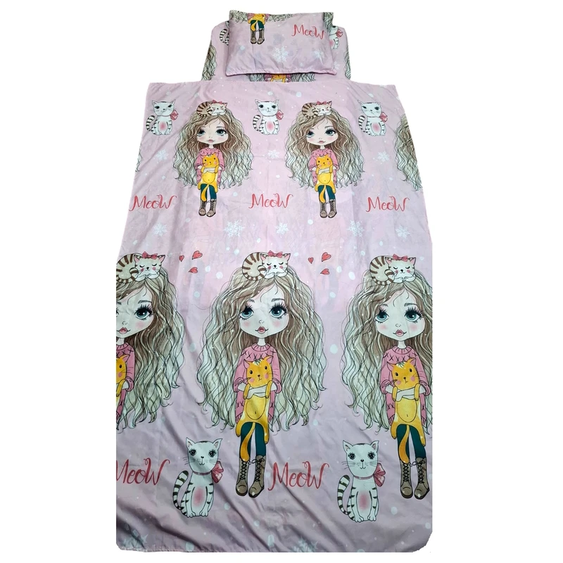 سرویس ملحفه یک نفره 3 تکه مدل عروسک و گربه کد 90