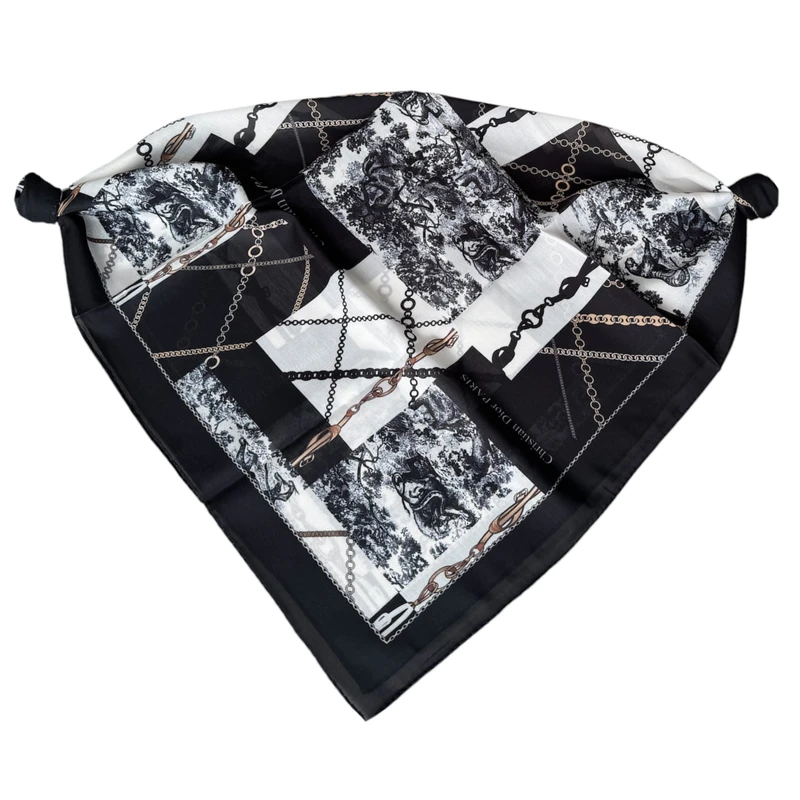 مینی اسکارف زنانه مدل نخی لطیف چهار خانه طبیعت و جنگل