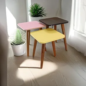 میز عسلی مربع مدل لیون 322 کد 54 مجموعه سه عددی