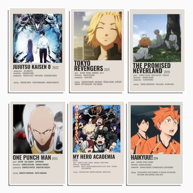 استیکر لپ تاپ و موبایل گوفی طرح پوستر انیمه های معروف مجموعه 6 عددی 