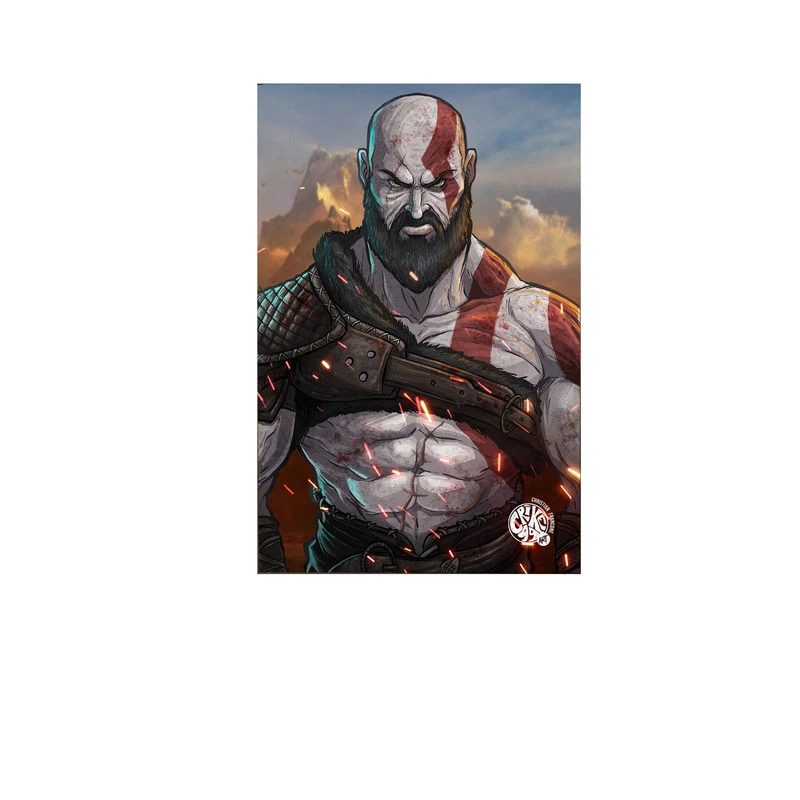 استیکر لپ تاپ و موبایل مدل بازی طرح خدای جنگ کریتوس god of war Kratos کد 2127