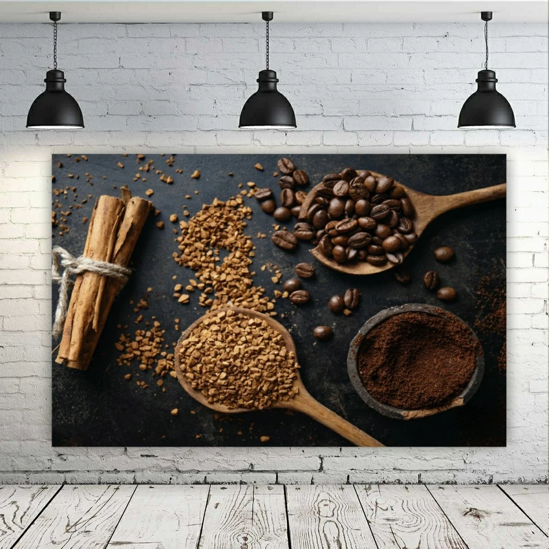 پوستر پارچه ای طرح قهوه و چوب دارچین مدل SDP1019