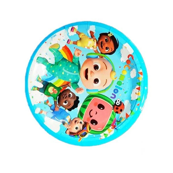 پیش دستی یکبار مصرف مدل کوکوملون گرد کد Cocomelon1 مجموعه 10 عددی