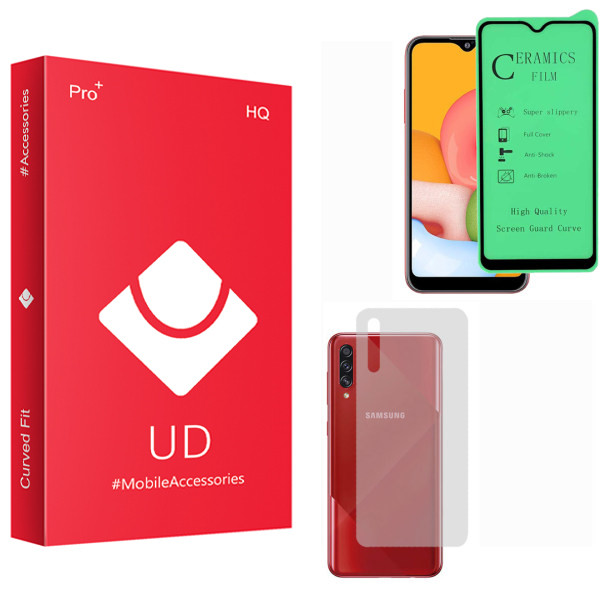 محافظ صفحه نمایش سرامیکی یو دی مدل HQ مناسب برای گوشی موبایل سامسونگ Galaxy A70s به همراه محافظ پشت گوشی