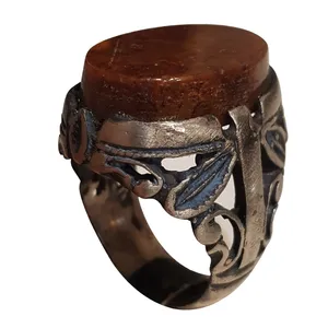 انگشتر نقره مردانه مدل جاسپر فسیلی کد JF318220