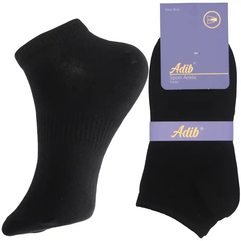 جوراب ورزشی  ساق کوتاه زنانه ادیب کد SPTW رنگ مشکی بسته 3 عددی