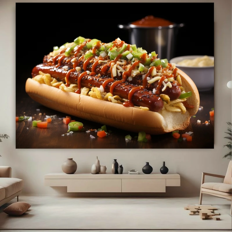 تابلو بوم طرح مخمل ساندویچ هات داگ دوبل کد N249