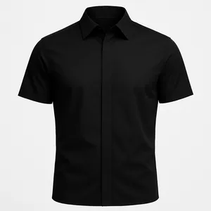 پیراهن آستین کوتاه یقه برگردان مردانه ابراف مدل قاپک مخفی