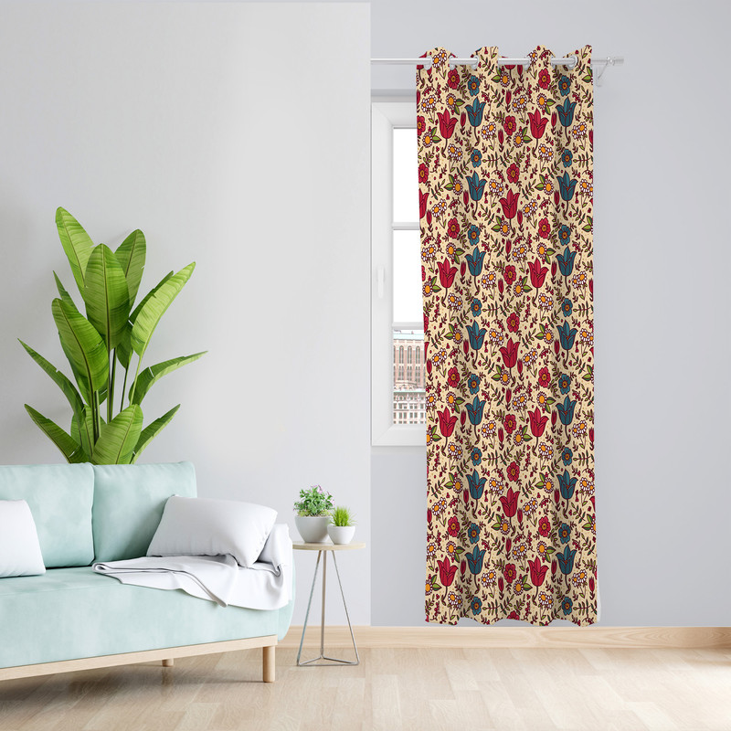 پرده طرح گل مدل مخمل پانچی کد L 506 Z سایز 140x200 سانتی متر